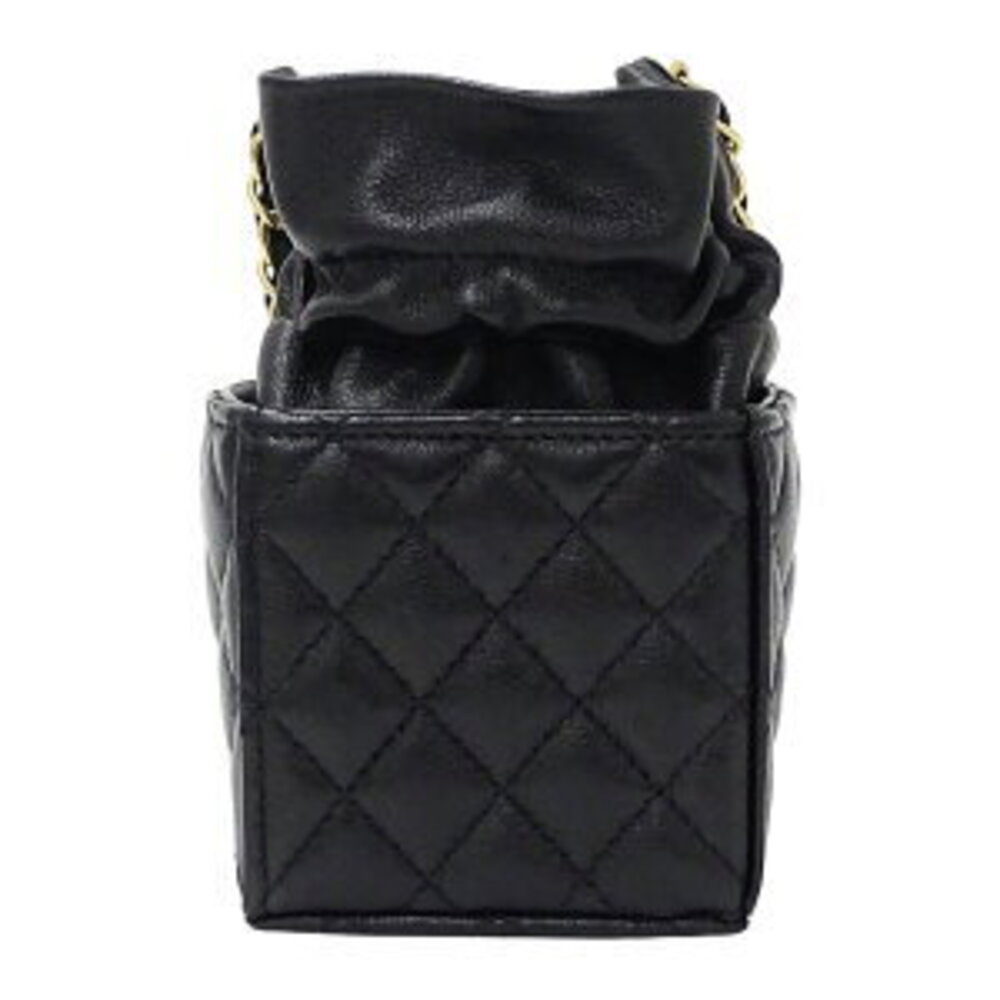 Chanel Black Shoulder Lambskin chain micro pouch Bag